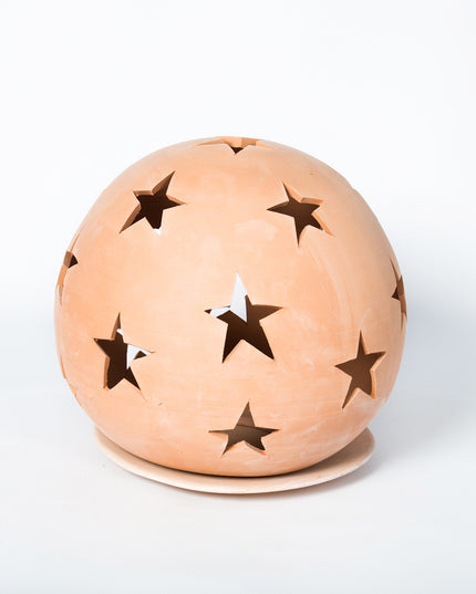 Keramik Windlichter Kugel Sterne Terrakotta