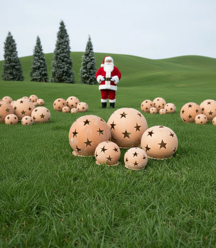 Keramik Windlichter Kugel Sterne Terrakotta