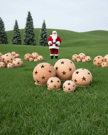 Keramik Windlichter Kugel Sterne Terrakotta