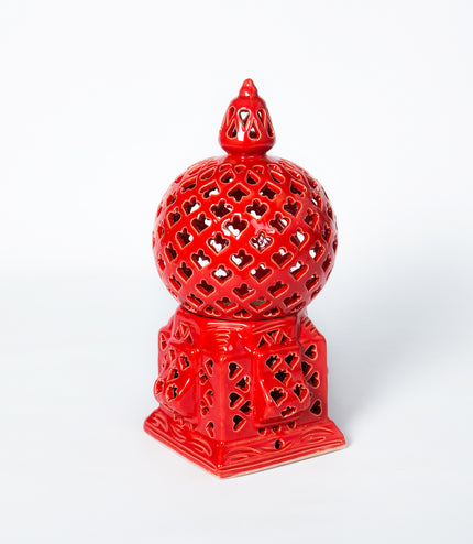 Keramik Windlichte Käfig Rot