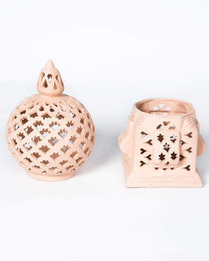 Keramik Windlichter Käfig Natur