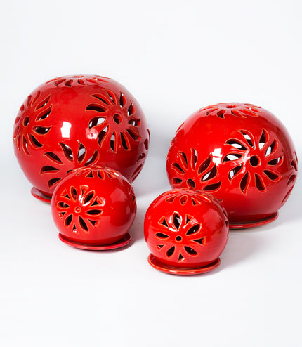 Windlichter Kugeln Blume Rot