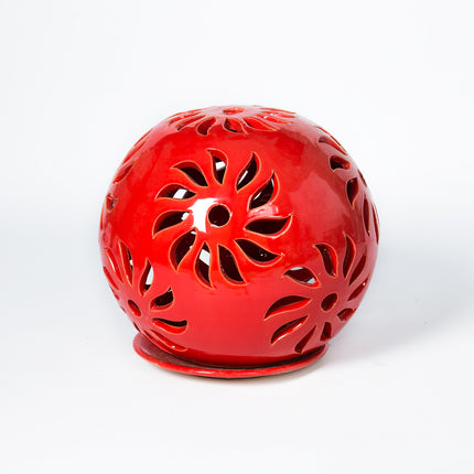 Windlichter Kugeln Blume Rot - Aleya Keramik