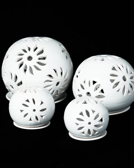 Windlichter Kugeln Blume Weiß