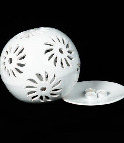 Windlichter Kugeln Blume Weiß