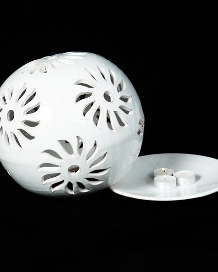 Windlichter Kugeln Blume Weiß