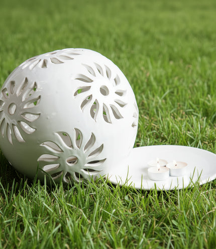 Windlichter Kugeln Blume Weiß