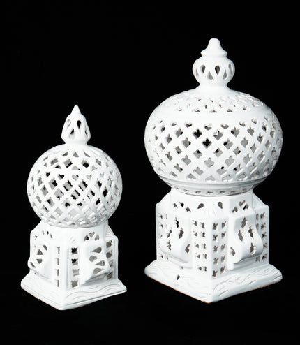 Keramik Windlichte Käfig Weiß