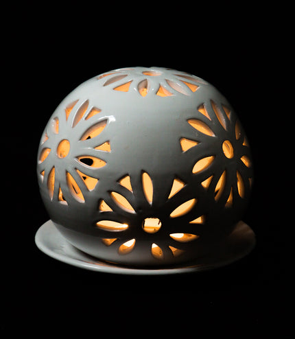 Windlichter Kugeln Blume Weiß