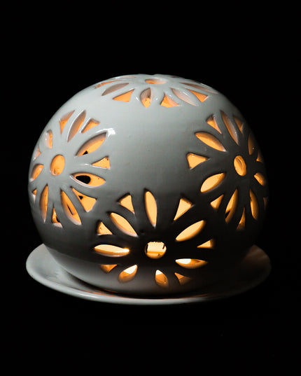 Windlichter Kugeln Blume Weiß