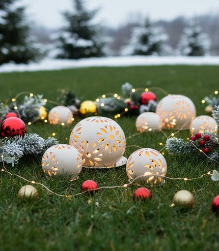 Windlichter Kugeln Blume Weiß