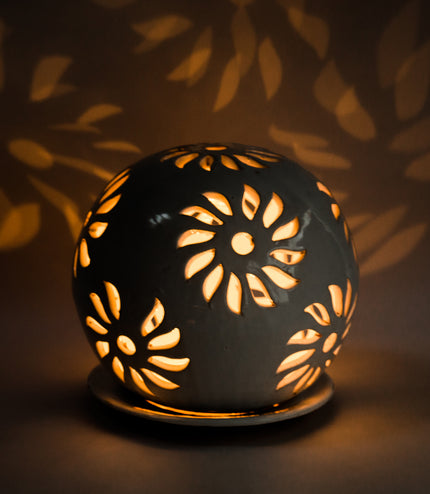 Windlichter Kugeln Blume Weiß