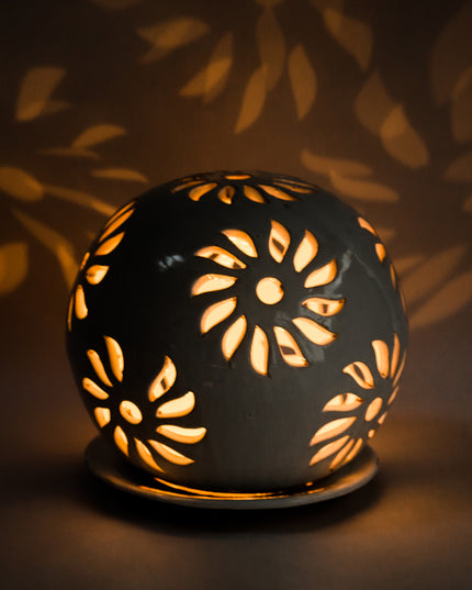 Windlichter Kugeln Blume Weiß