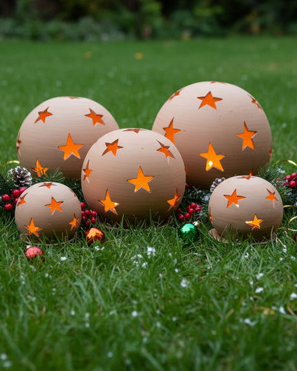 Keramik Windlichter Kugel Sterne Terrakotta