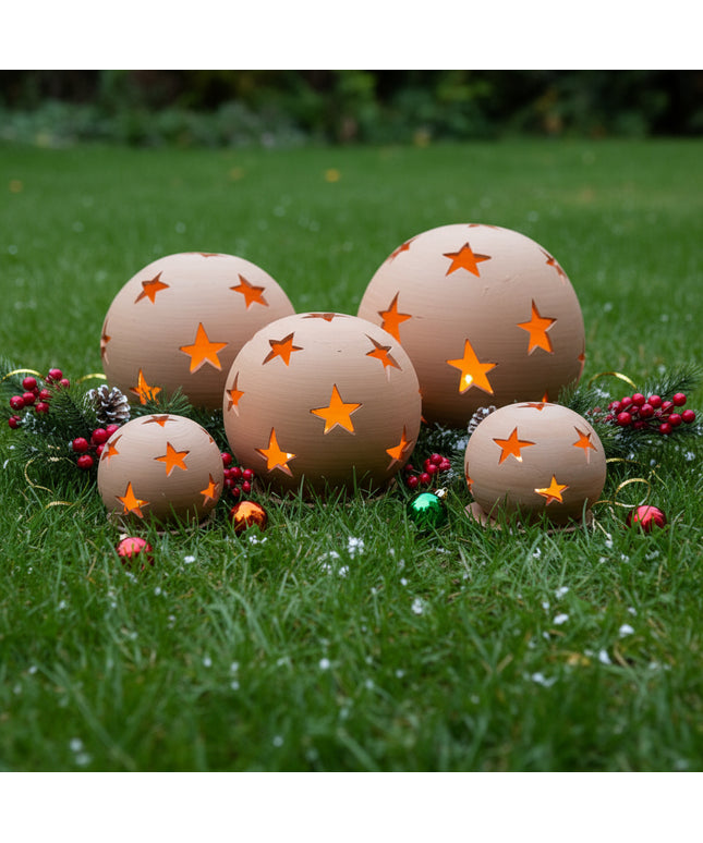 Keramik Windlichter Kugel Sterne Terrakotta