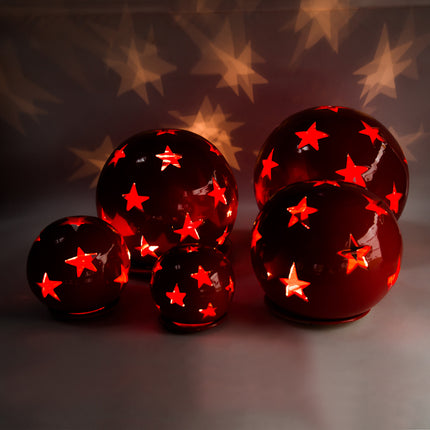 Keramik Windlichter Kugeln Sterne Rot