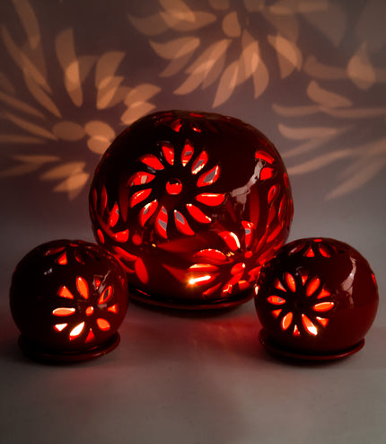 Windlichter Kugeln Blume Rot