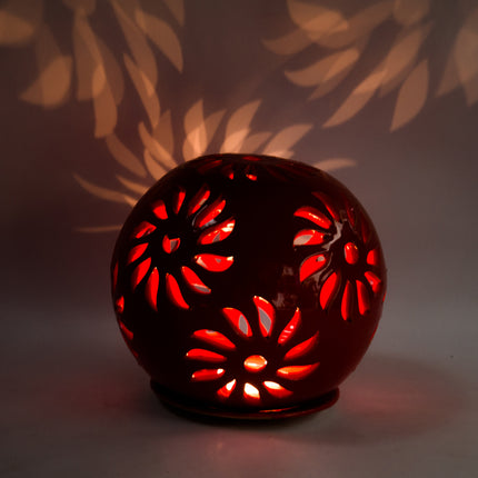 Windlichter Kugeln Blume Rot - Aleya Keramik