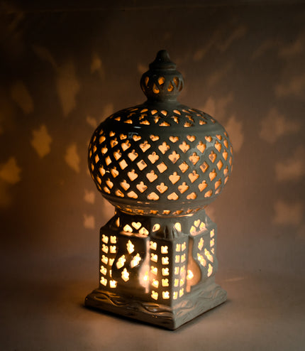 Keramik Windlichte Käfig Weiß