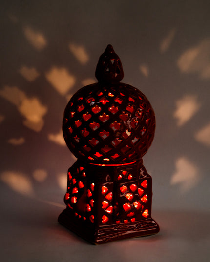 Keramik Windlichte Käfig Rot