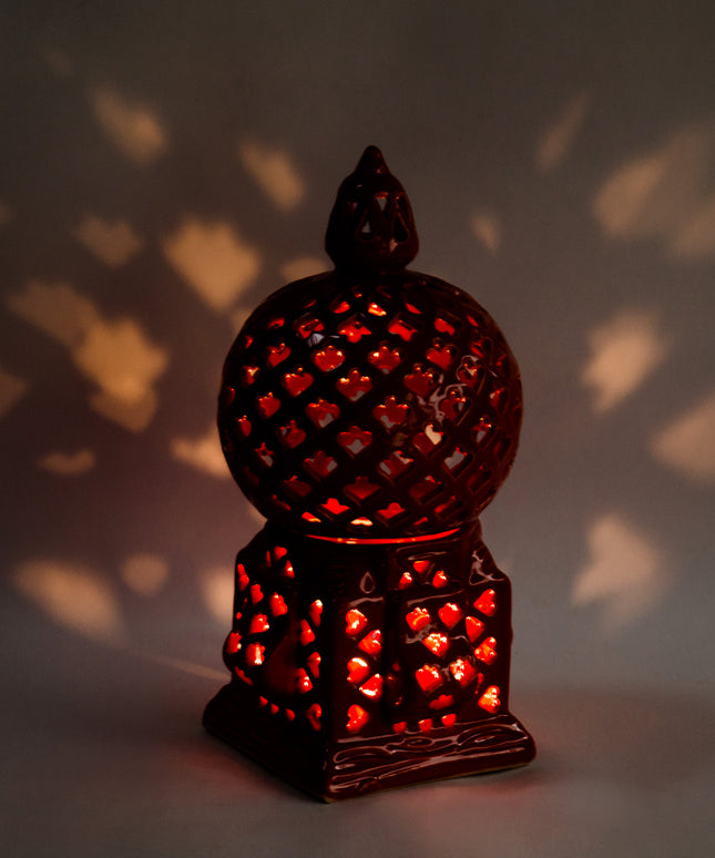 Keramik Windlichte Käfig Rot