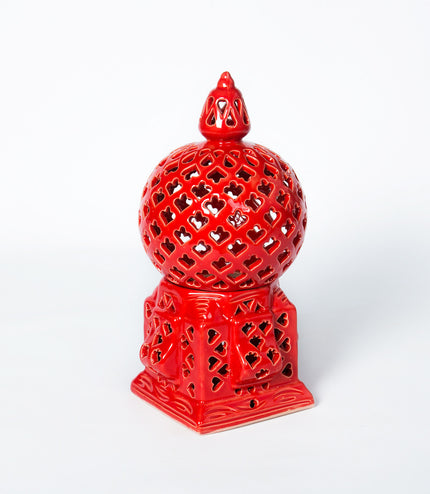 Keramik Windlichte Käfig Rot