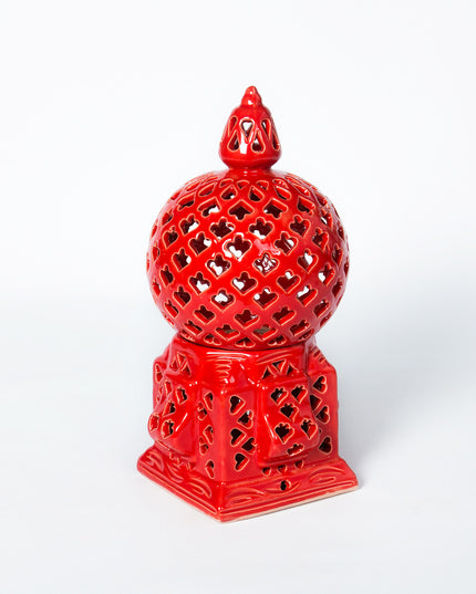 Keramik Windlichte Käfig Rot