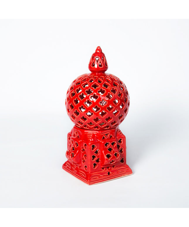 Keramik Windlichte Käfig Rot