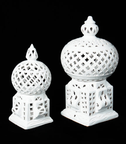 Keramik Windlichte Käfig Weiß