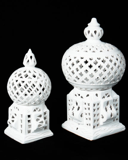 Keramik Windlichte Käfig Weiß