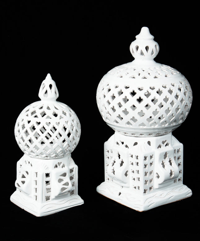 Keramik Windlichte Käfig Weiß