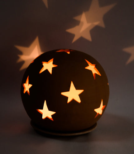 Keramik Windlichter Kugel Sterne Terrakotta