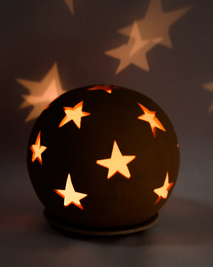 Keramik Windlichter Kugel Sterne Terrakotta
