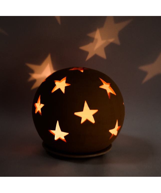 Keramik Windlichter Kugel Sterne Terrakotta