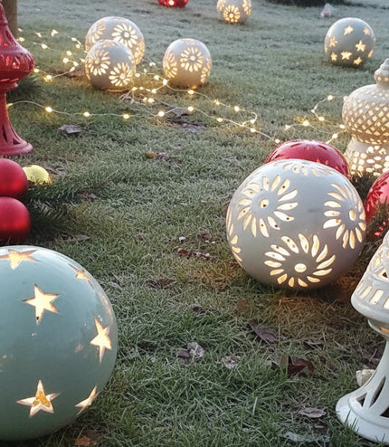 Windlichter Kugeln Blume Weiß