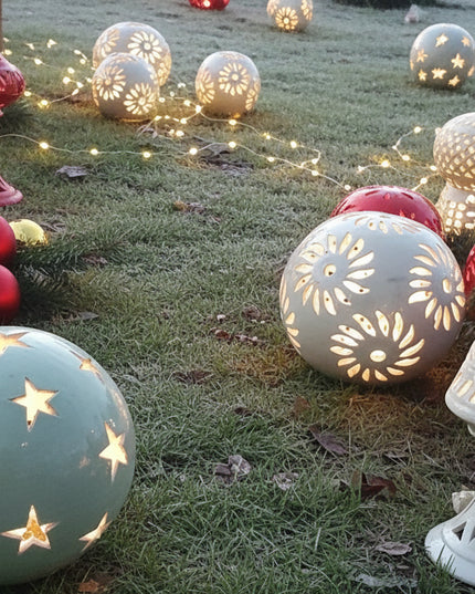 Windlichter Kugeln Blume Weiß