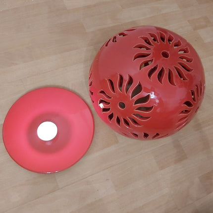 Windlichter Kugeln Blume Rot - Aleya Keramik